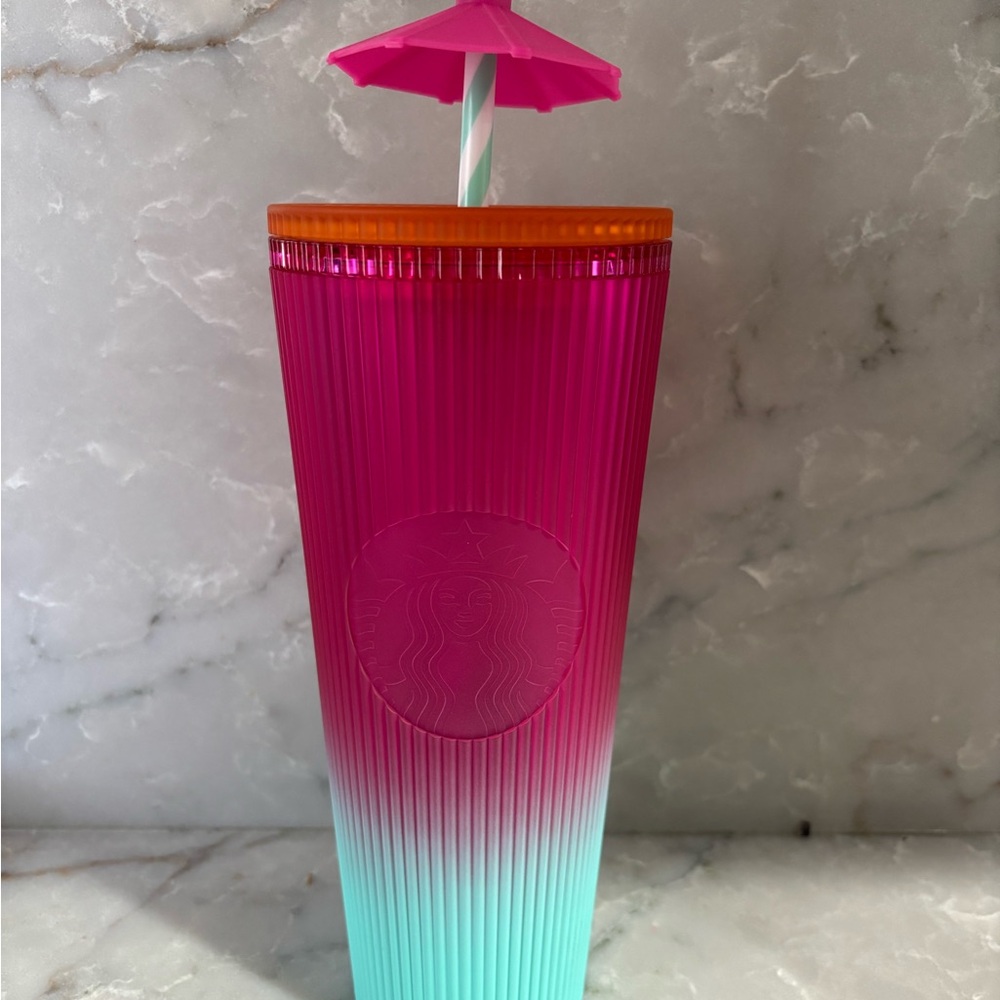 Starbucks Pink and Blue Gradient Tumbler with Straw